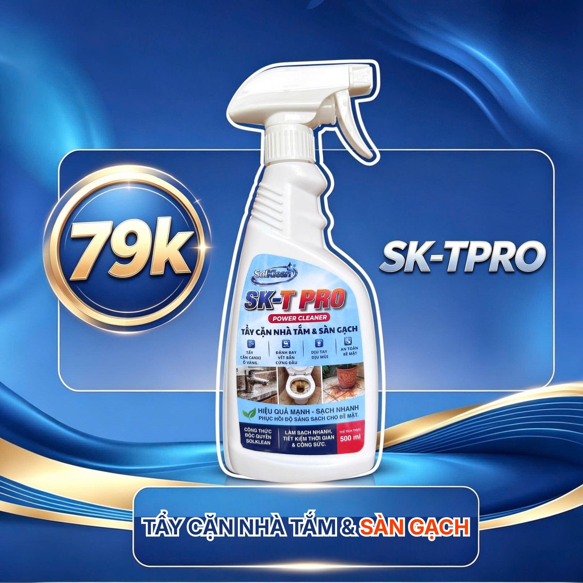 Chai xịt tẩy cặn nhà tắm và sàn gạch SK TPRO 500ml