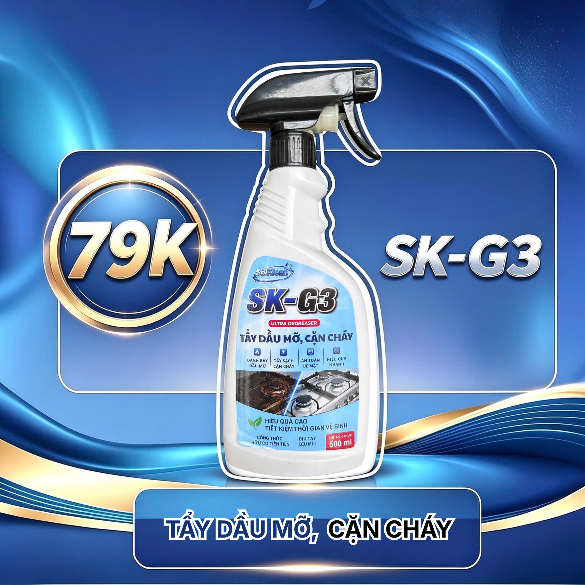 Chai xịt tẩy dầu mỡ, cặn cháy SK G3 500ml