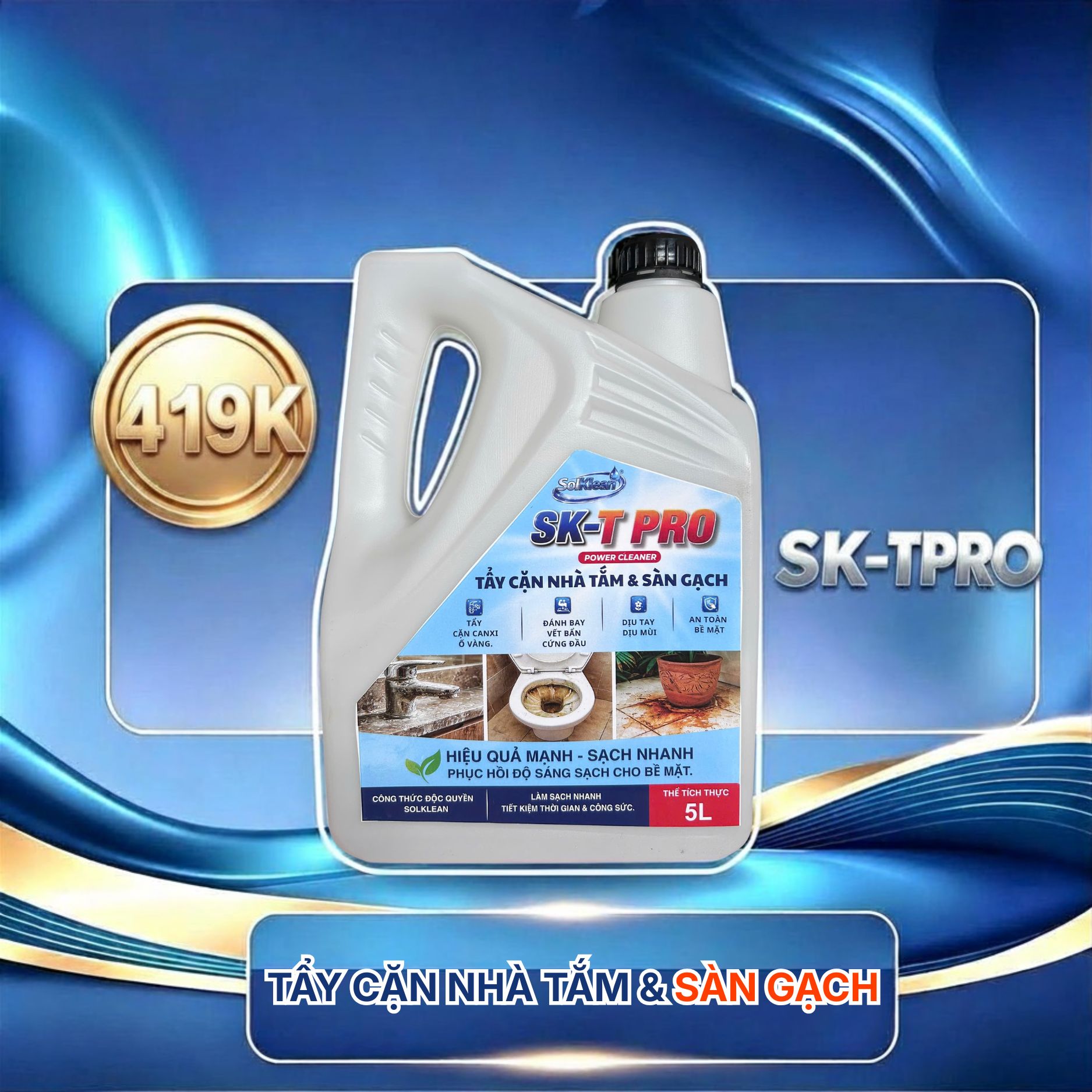 Can dung dịch tẩy cặn nhà tắm và sàn gạch SK TPRO 5l